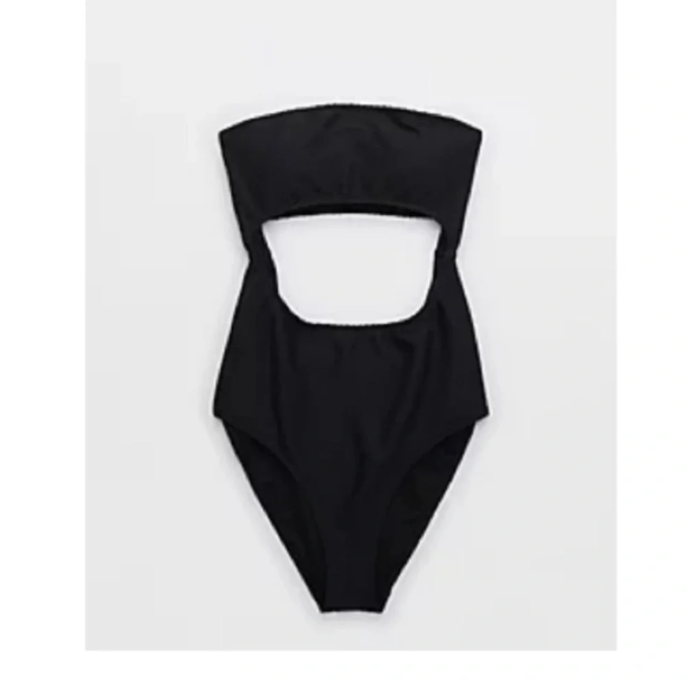 AERIE jacquard cut out strapless one piece Large Long - Picture 3 of 7